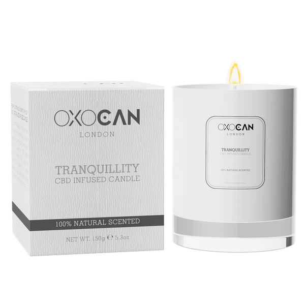 Tranquillity CBD Candle 100mg, Luxury Candle, 100mg CBD, Organic
