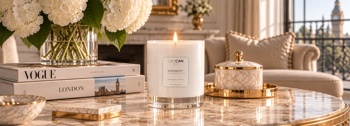 Oxocan Harmony natural scented candle with neroli, ylang ylang, geranium and vanilla